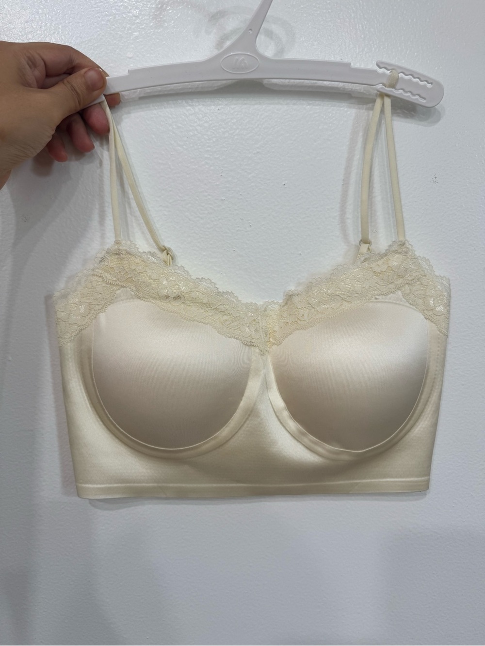 Cream Lace-Trim Longline Bralette - Women Intimates